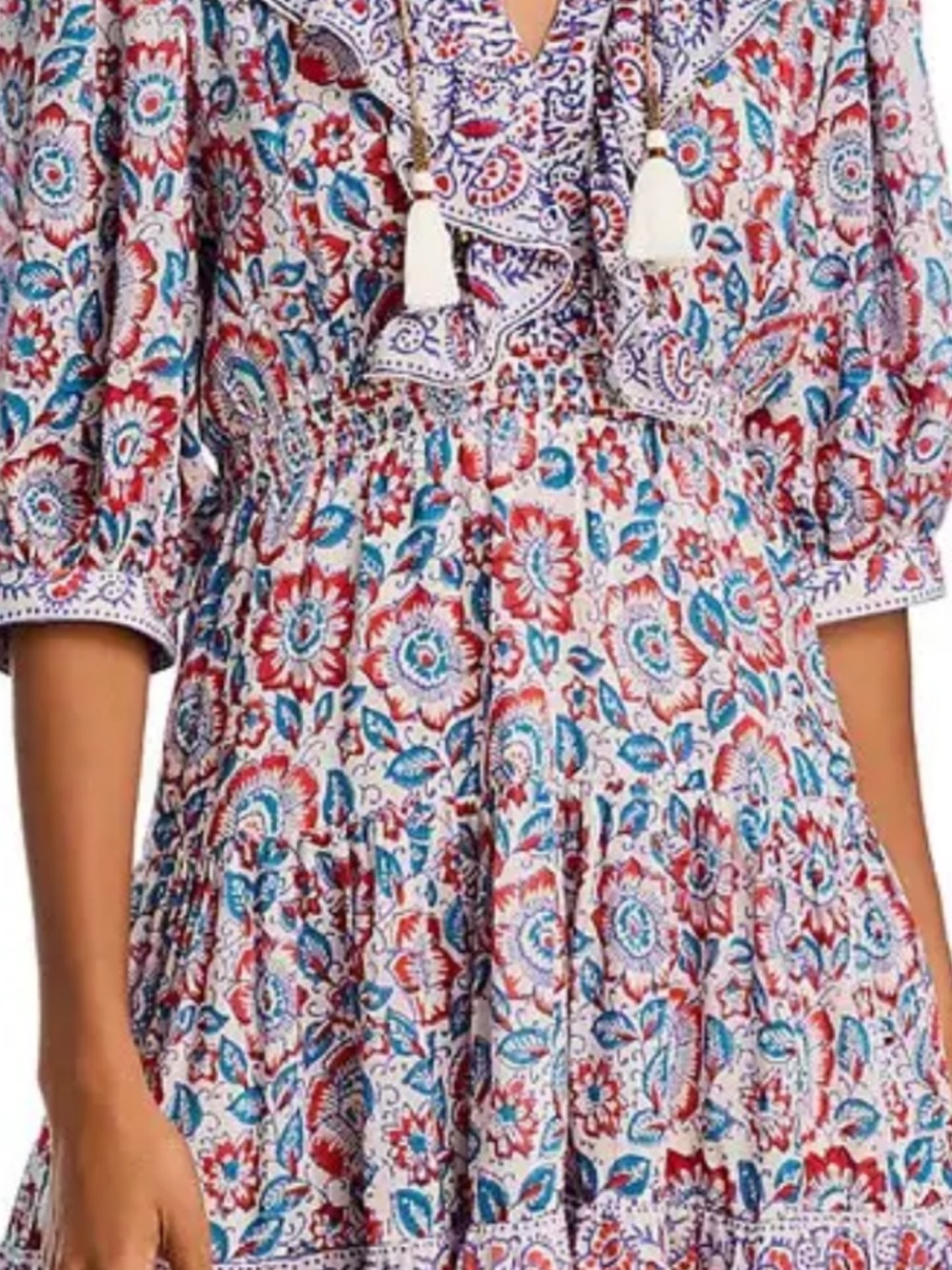 Bell by Alicia Bell Floral V-Neck Sleeveless Dress Silk/ Cotton crochet XS